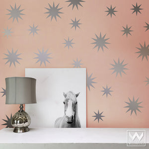 Large Star Wall Designs to Peel and Stick in Modern Bedroom or Nursery Decor - Wallternatives Vinyl Wall Decals