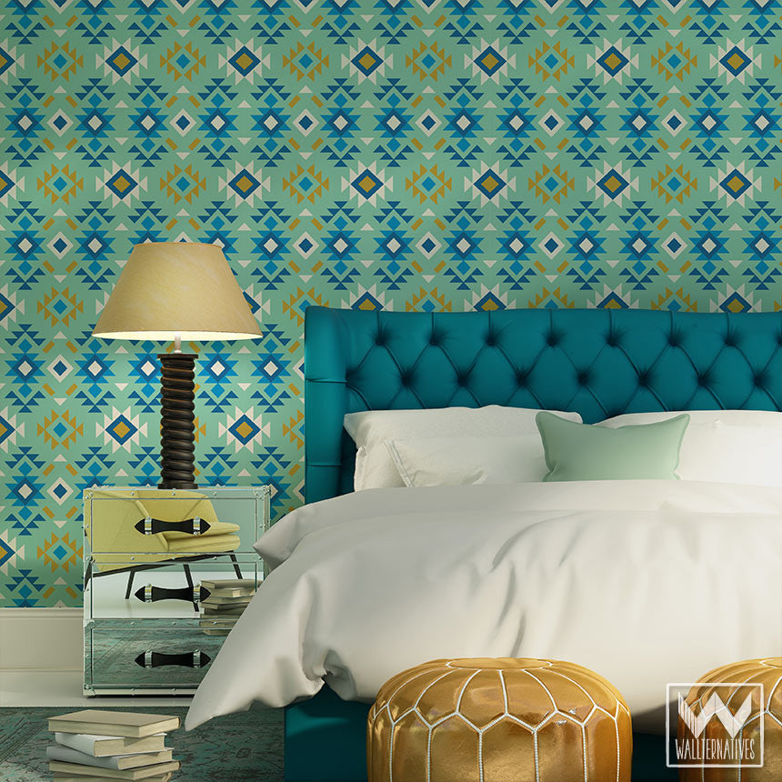 Tribal Aztec Print Pattern Removable Wallpaper DIY Decor – Wallternatives