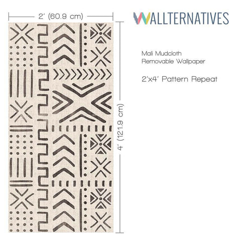 Peel  Stick Wallpaper Swatch  Mudcloth Large Neutral Geometric Minimal  Rustic African Style Stripe Custom Removable Wallpaper by Spoonflower   Walmartcom