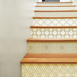 Stair Pattern Stickers for DIY Decorating - Neutral Beige Tan Color Moroccan Style Decals - Wallternatives