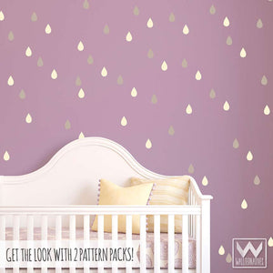 Peel and stick raindrops vinyl wall decals for modern nursery or kids room