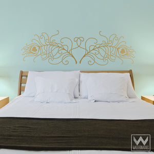 Two Large Peacock Feathers to Decorate Walls with Mural - Vinyl Wall Decals - Wallternatives