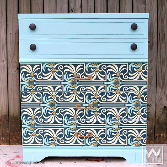 Art Nouveau Feather Damask Removable Wallpaper Peel and Stick Decor