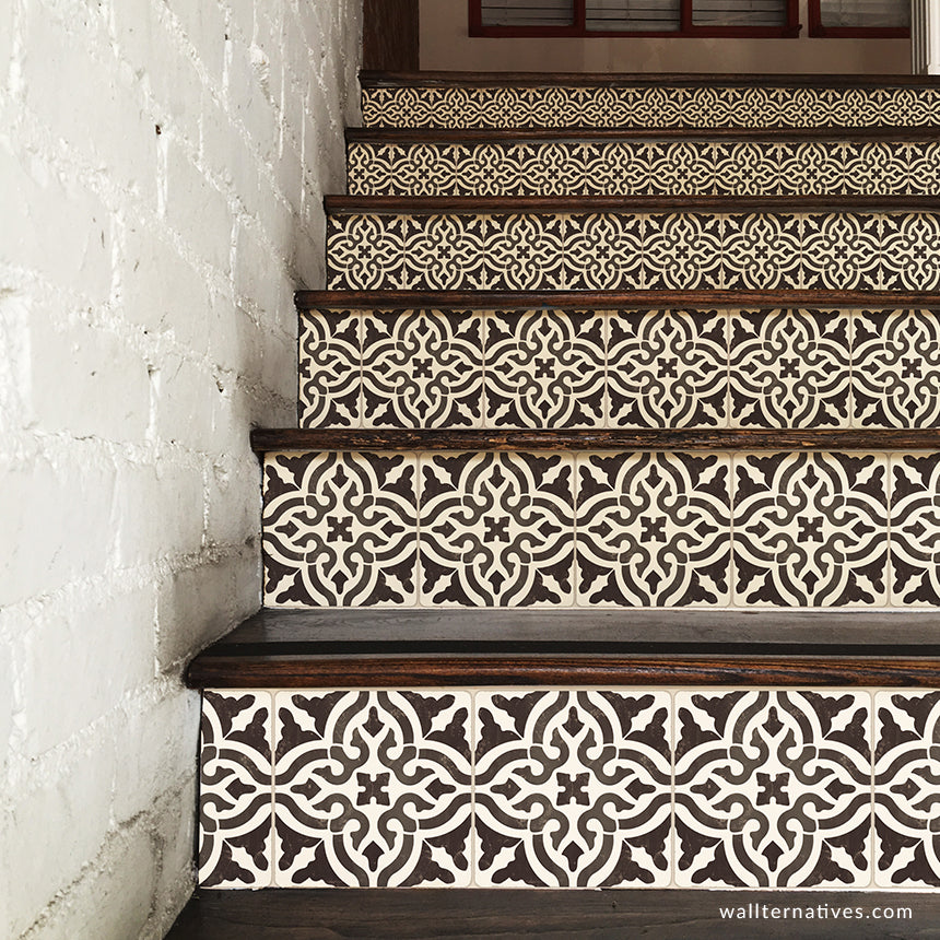 Spanish Tiles Stair Riser Decals DIY Tiled Stair Pattern Stickers