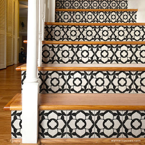 Duomo Tile Stair Riser Decals: White on Black