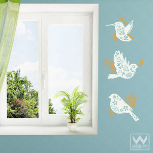 Spring Floral Birds Vinyl Wall Decals for Nursery Decorating - Wallternatives
