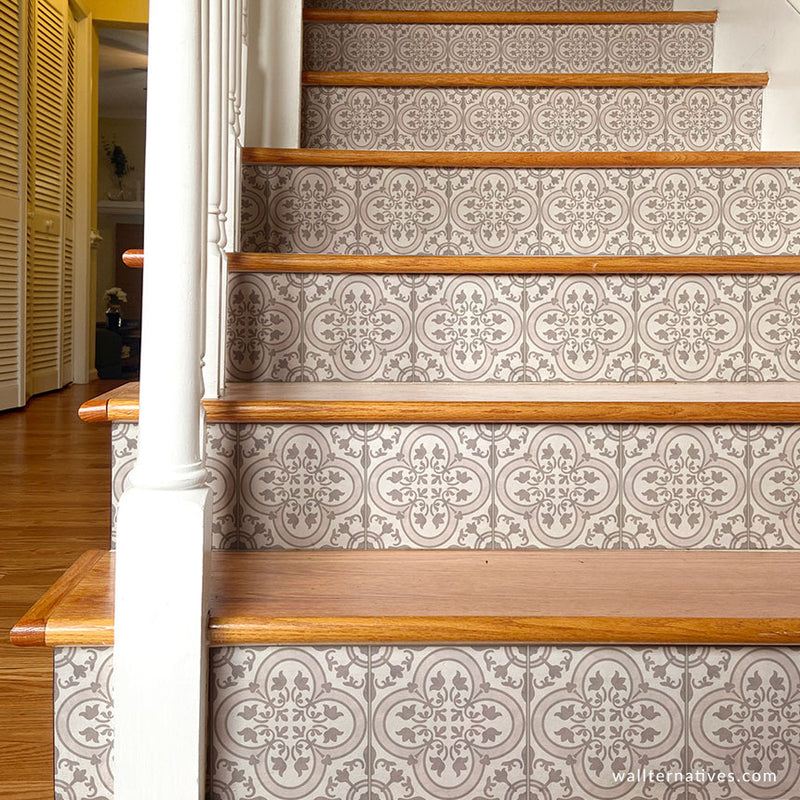 Katie Wanders  Wallpaper Stair Risers  Stairway Transformation