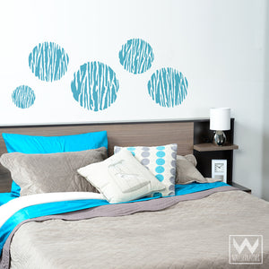 Zebra Stripes Circle Vinyl Wall Decals - Modern Dorm or Boys Room Decor - Wallternatives